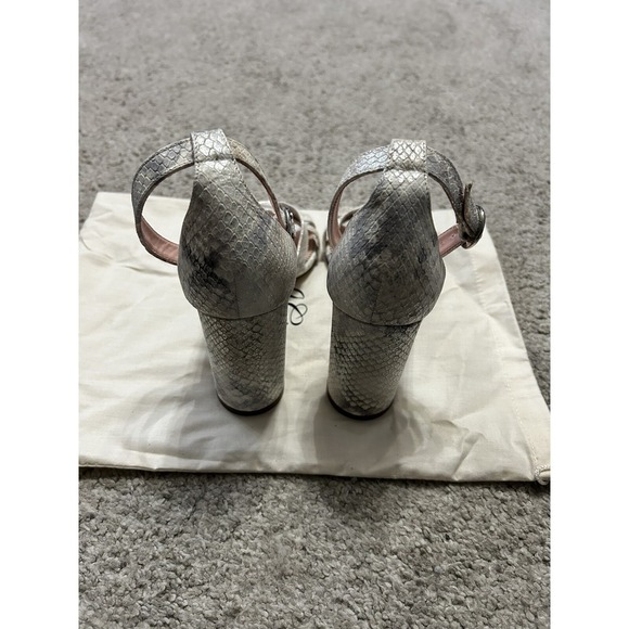 New J.CREW Size 7.5 Stella Heels Metallic Snakeskin-Printed Leather Lucite $228